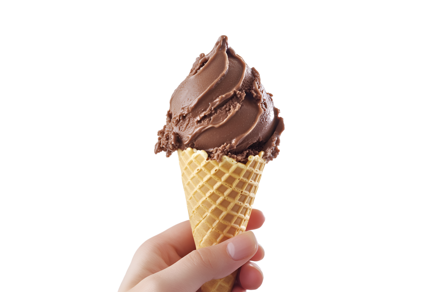 Sweet Chocolate Ice Cream Cone Held Tasty Chocolate Ice Cream in Hand png