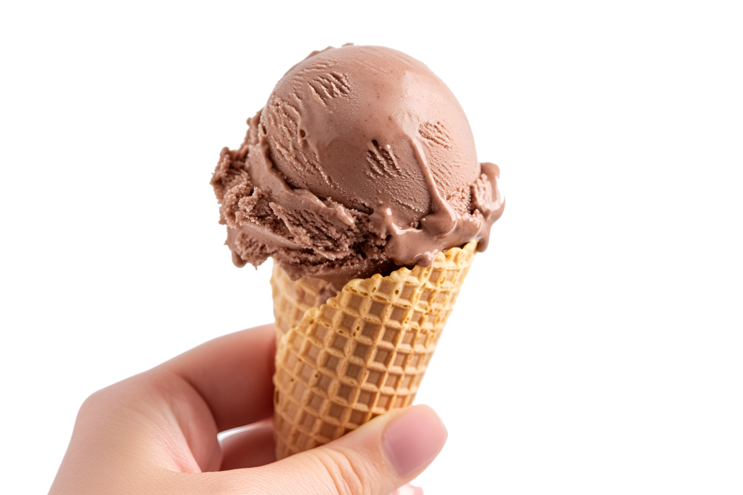 Chocolate Ice Cream Cone in Hand Hand Holding Chocolate Ice Cream Scoops png
