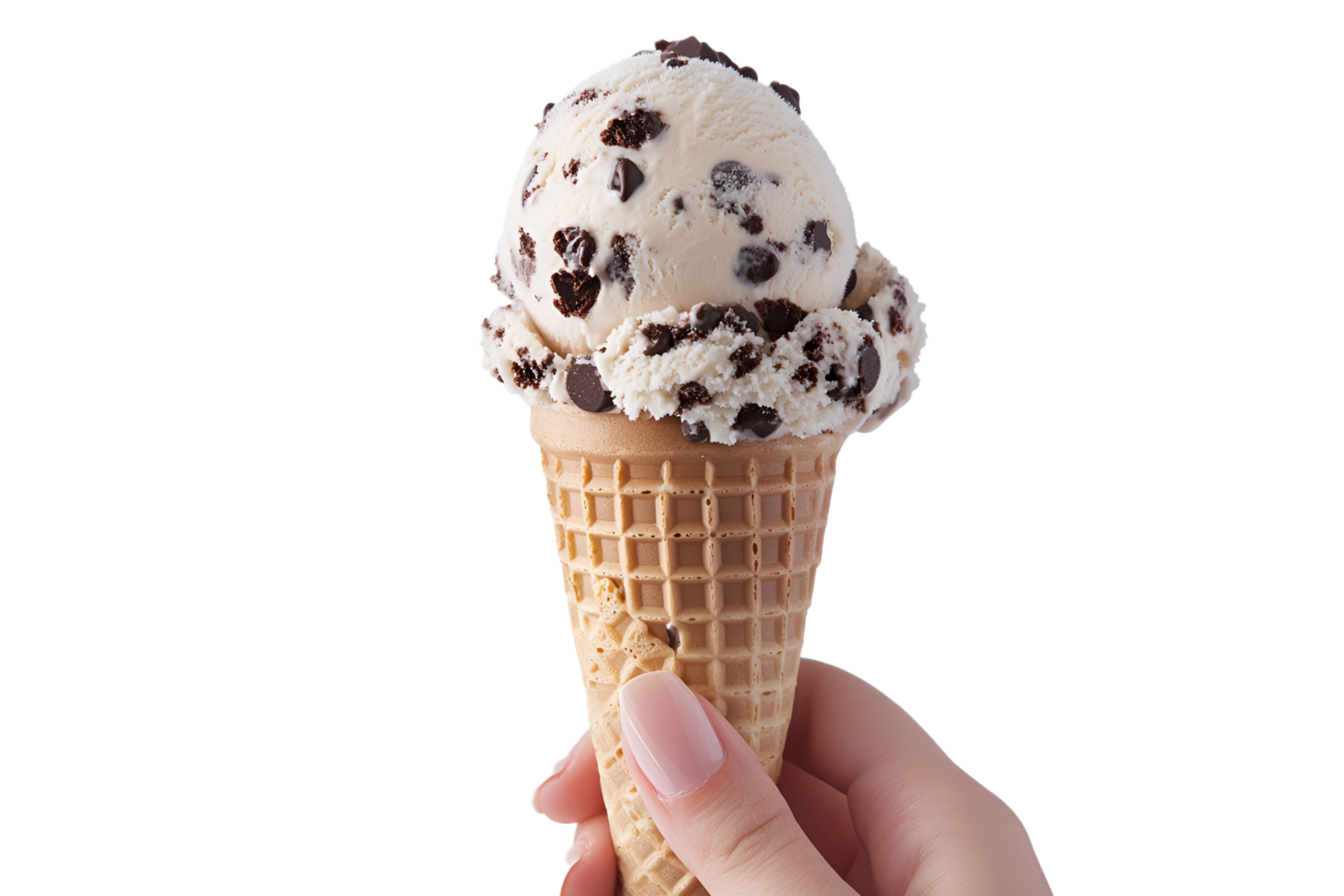 Cookies and cream ice cream cone isolated on transparent background png