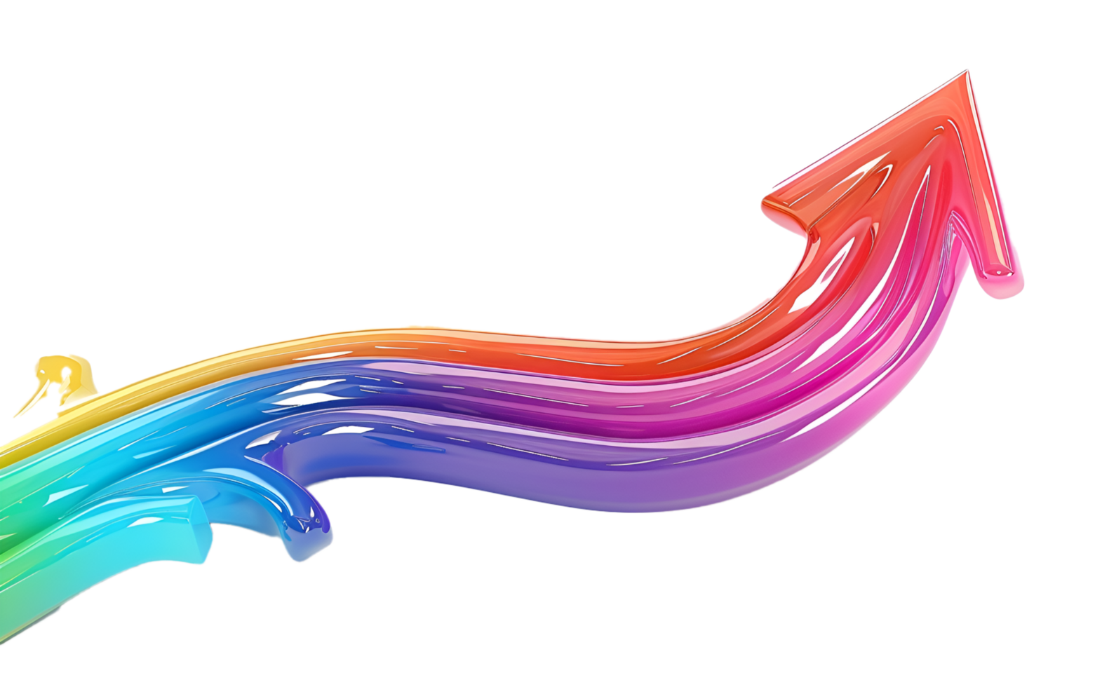 Colorful rainbow rising arrow on isolated on transparent background png