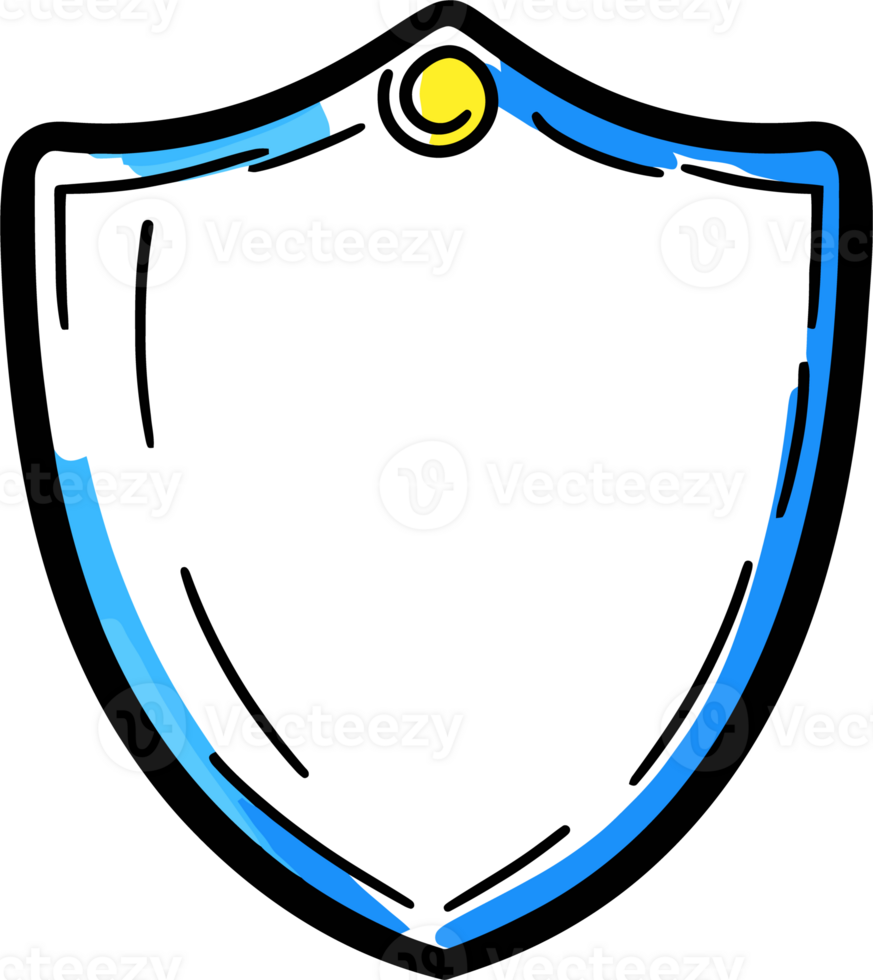 Blank Shield Emblem with Blue Border and Yellow Accent for Custom Design png