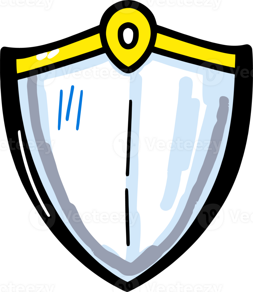 Cartoon Shield Illustration with Blue and Yellow Accents - Simple Protective Icon Design png