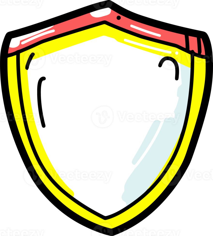 Colorful Cartoon Shield Illustration with Red and Yellow Accents png