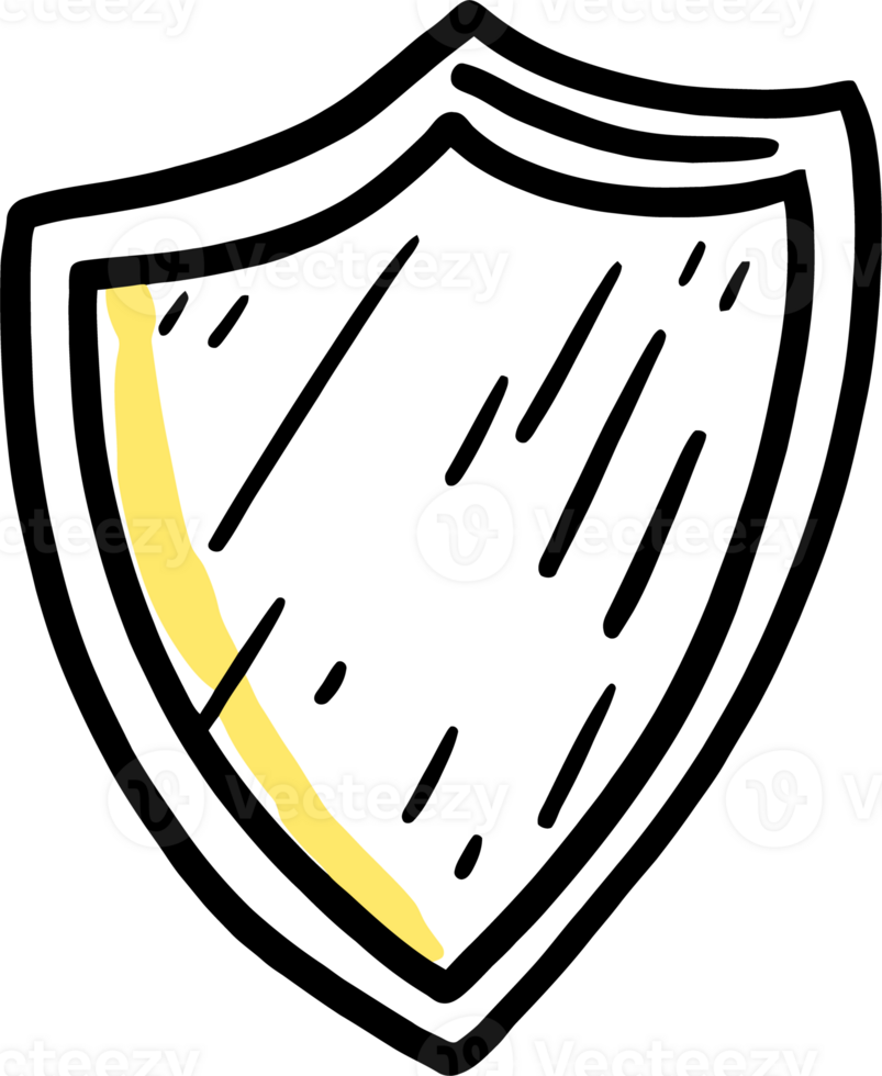 Hand-Drawn Shield Icon Representing Protection and Security png
