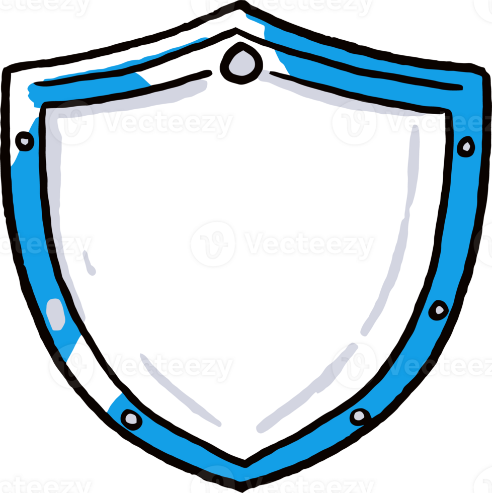 Hand-Drawn Blue and White Shield Icon - Simple Protection Symbol for Digital Security png