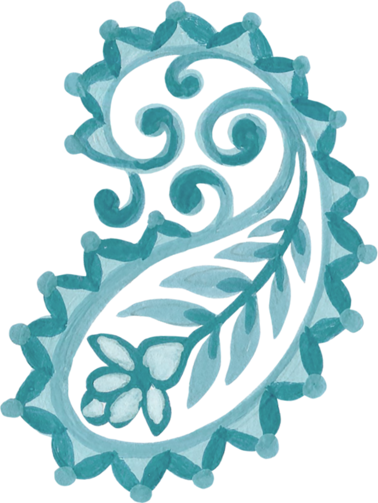Paisley folk traditional elements isolated png