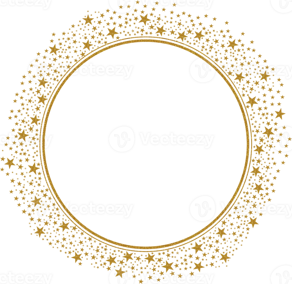Beautiful Circle Gold Frame With Sparkling Stars png