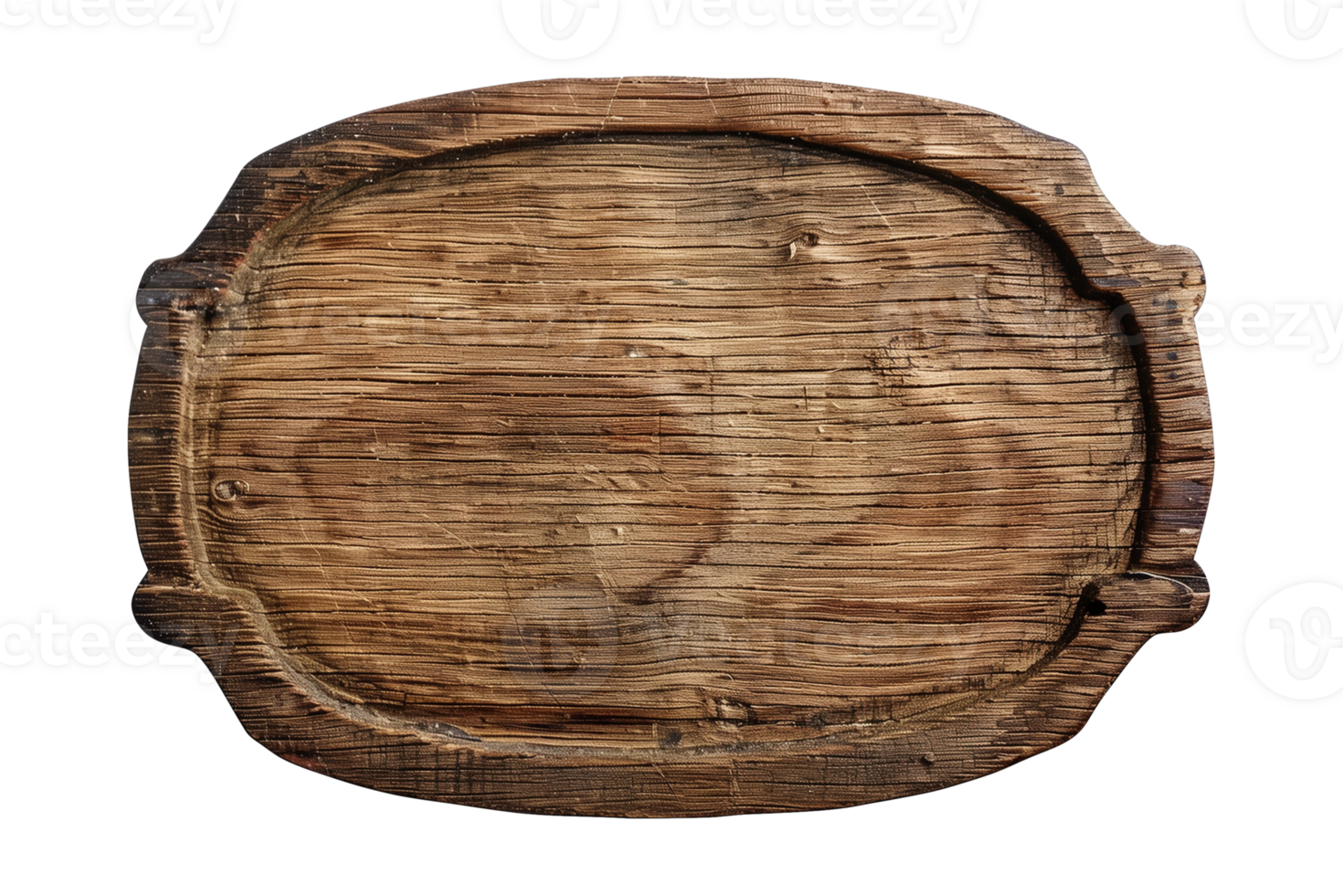 Blank Oval Wooden Signboard isolated on a transparent background, cut out png