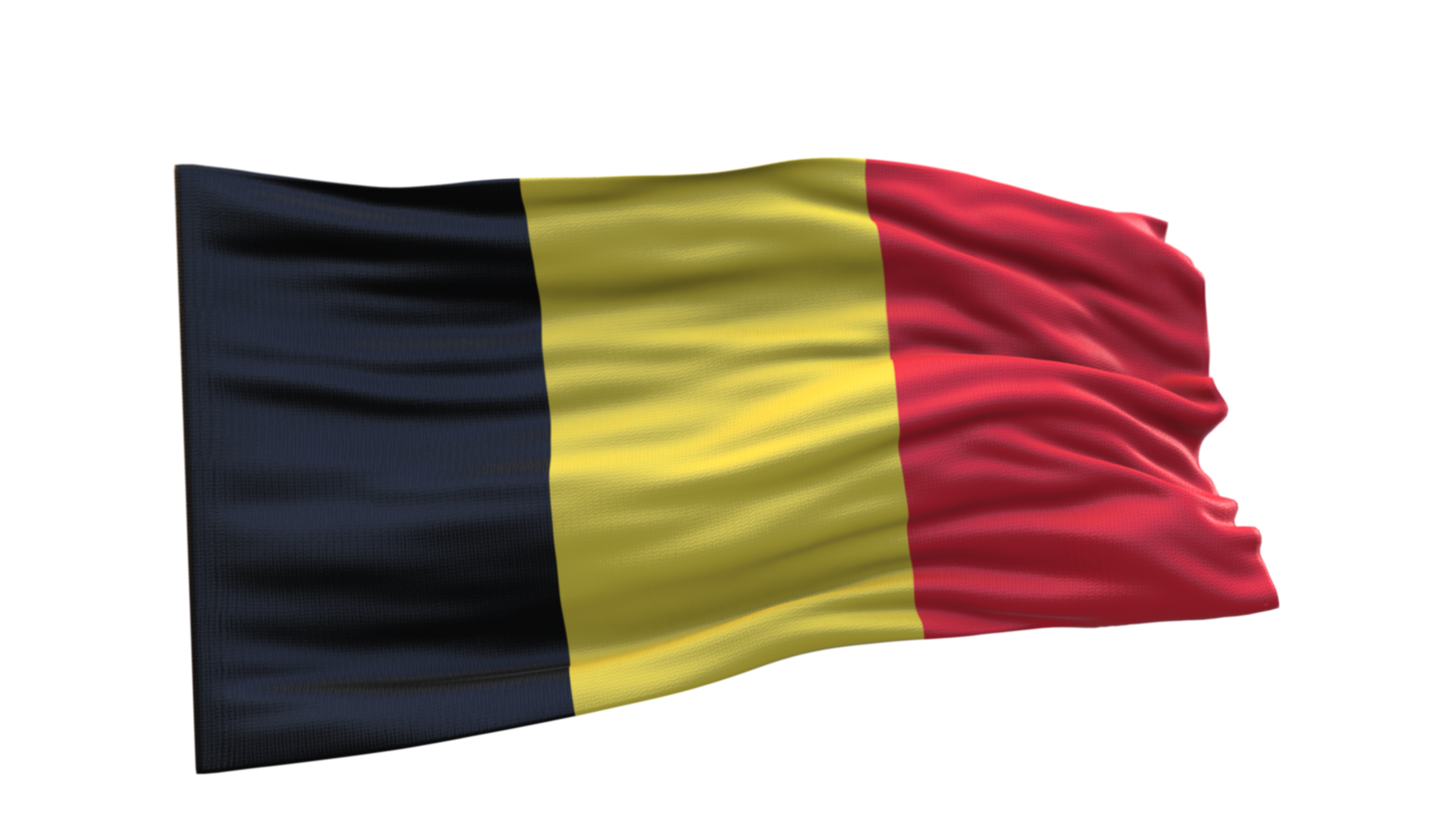 Belgium Flag 3d render waving fabric textured clipart transparent background image png
