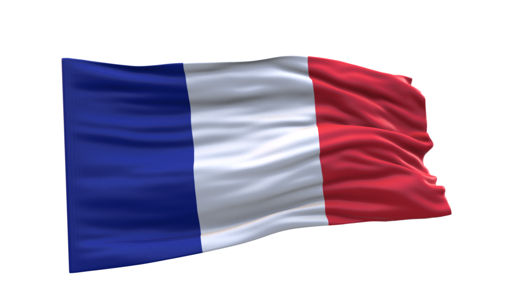 France Flag 3d render waving fabric textured clipart transparent background image png
