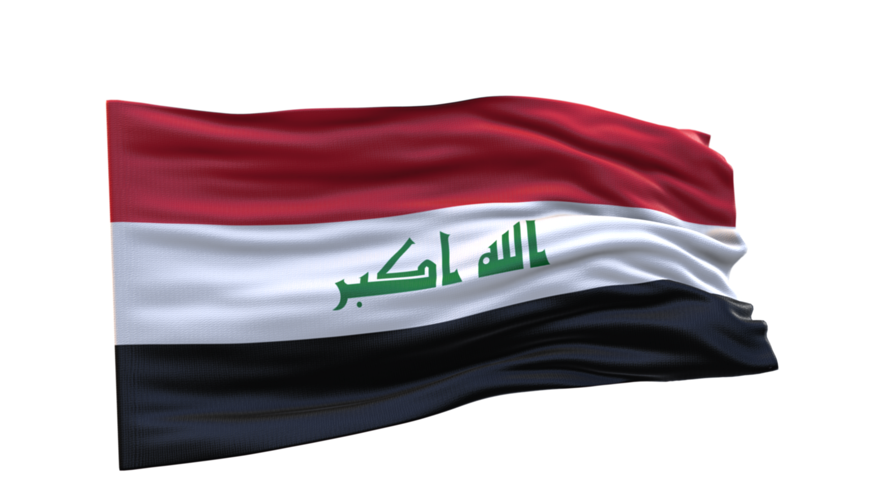 Iraq Flag 3d render waving fabric textured clipart transparent background image png