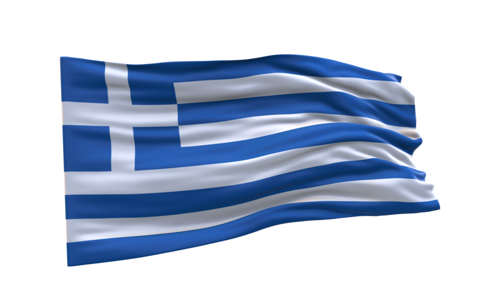 Greece Flag 3d render waving fabric textured clipart transparent background image png