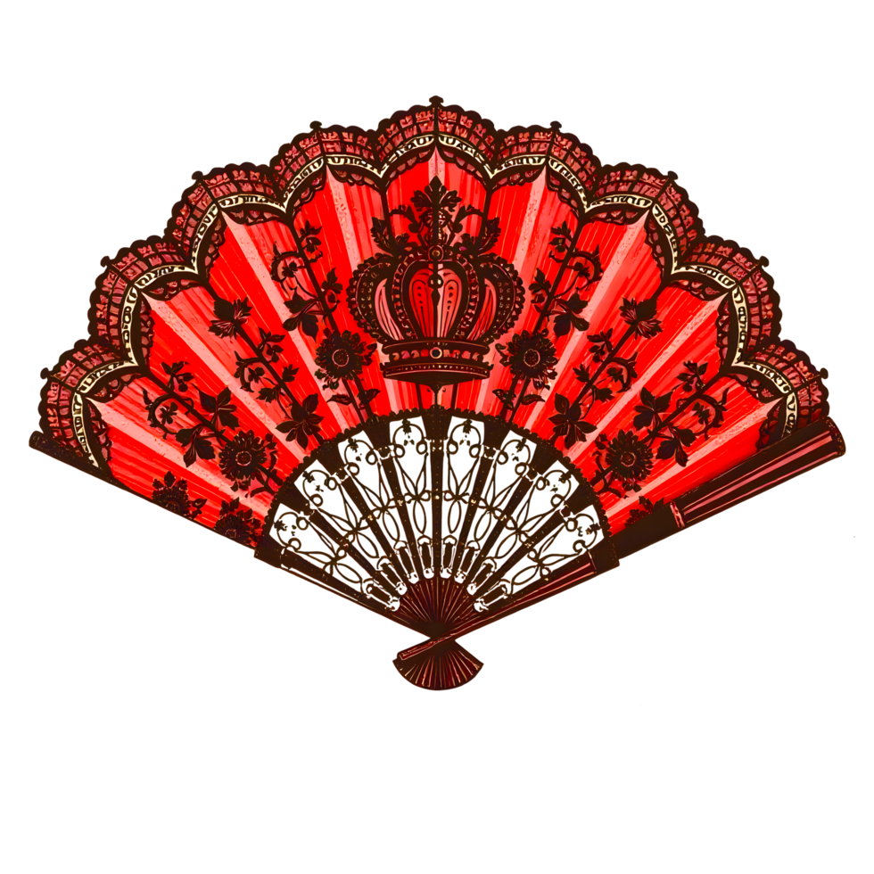Red and Black Spanish Hand Fan png