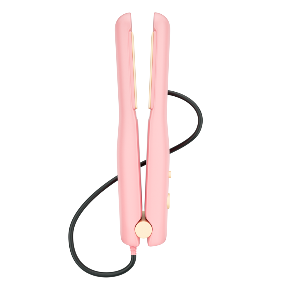 Hair straightener 3D Illustration, pink salon equipment for beauty and styling png