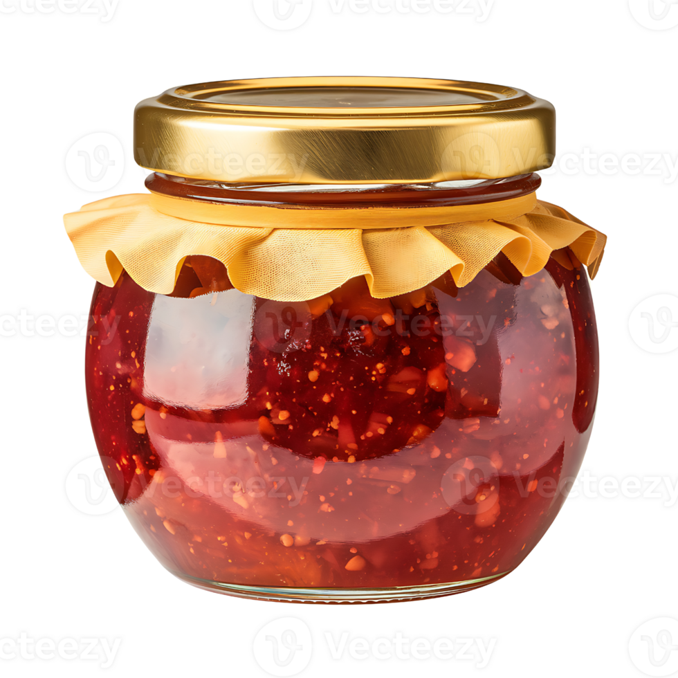 jar of red fruit preserves is a delightful addition to any pantry isolated on transparent background png