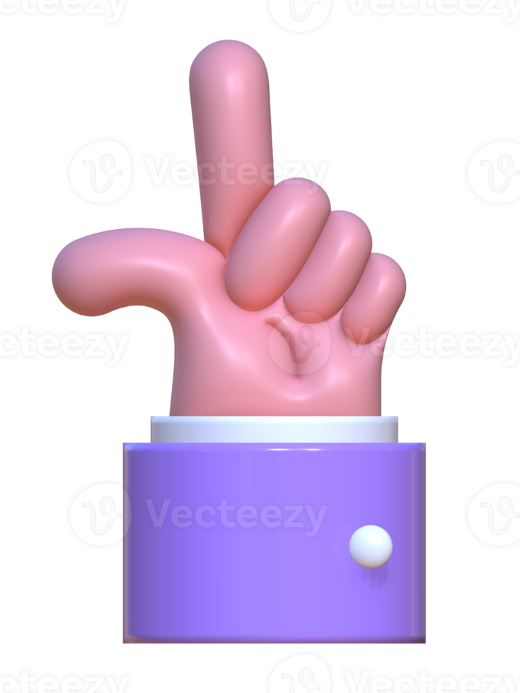 A purple hand with a finger up in the air png