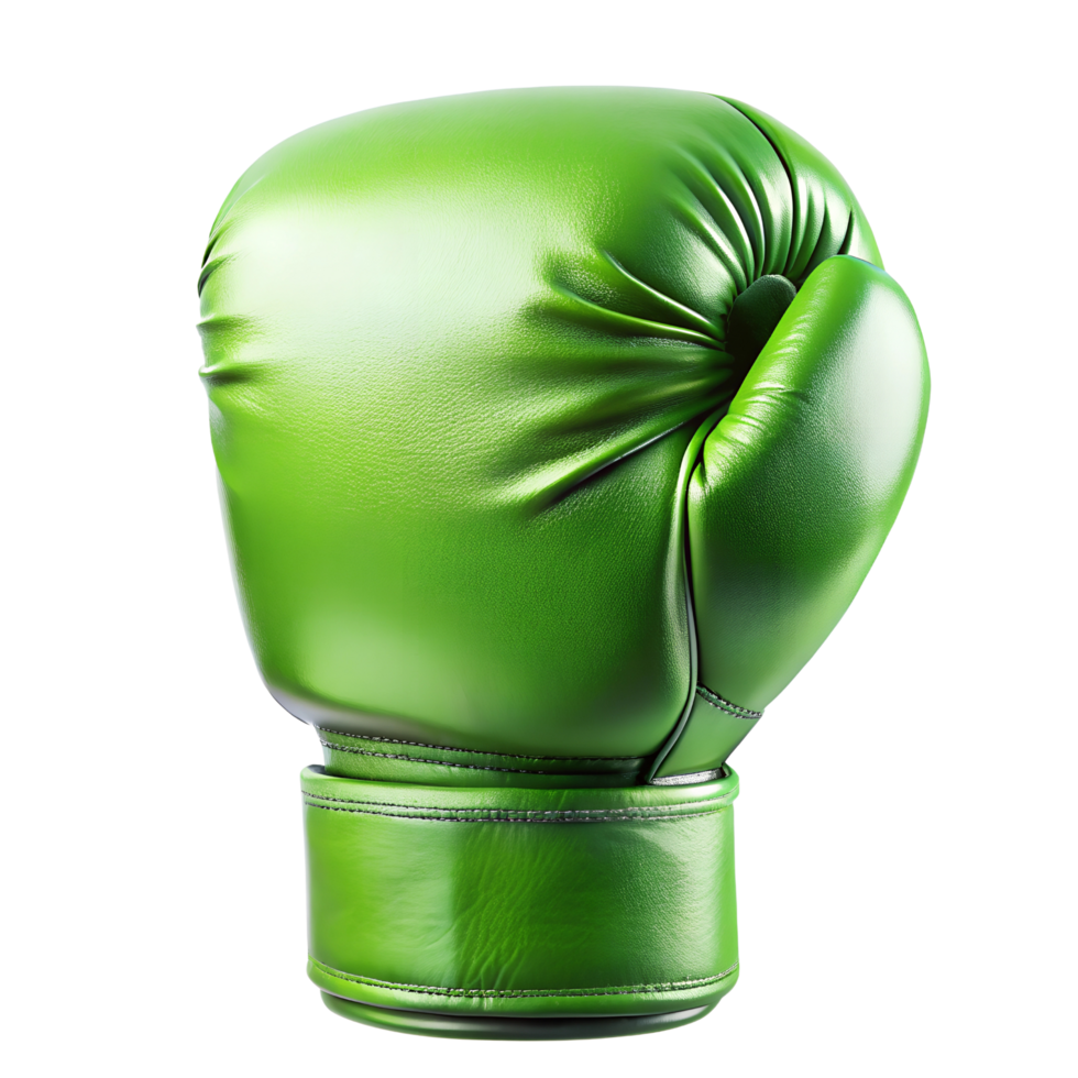 A single Green boxing glove on a Transparent background png