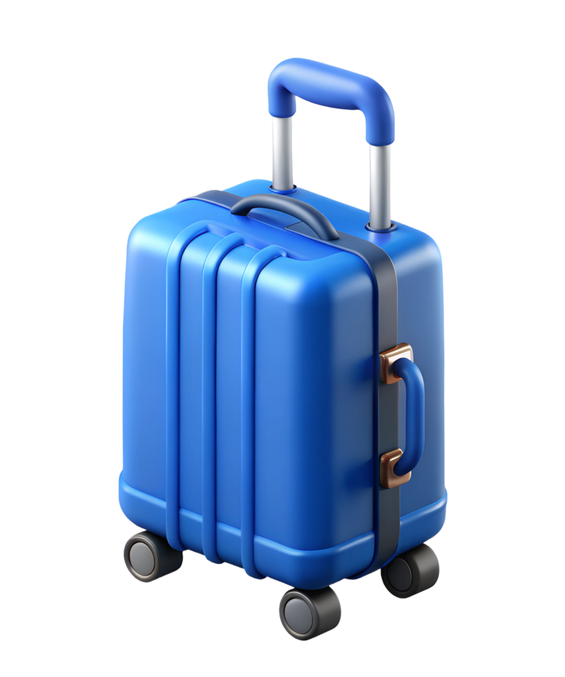 3D Blue Trolley Suitcase for Travel png