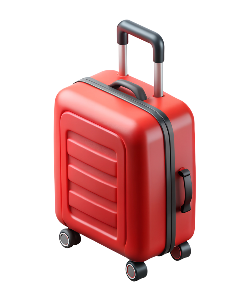 3D Red Trolley Suitcase for Travel png