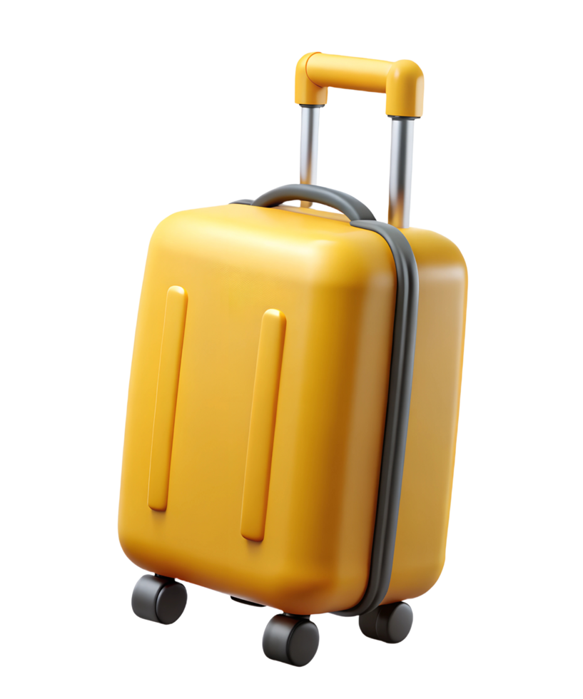 3D Yellow Trolley Suitcase for Travel png
