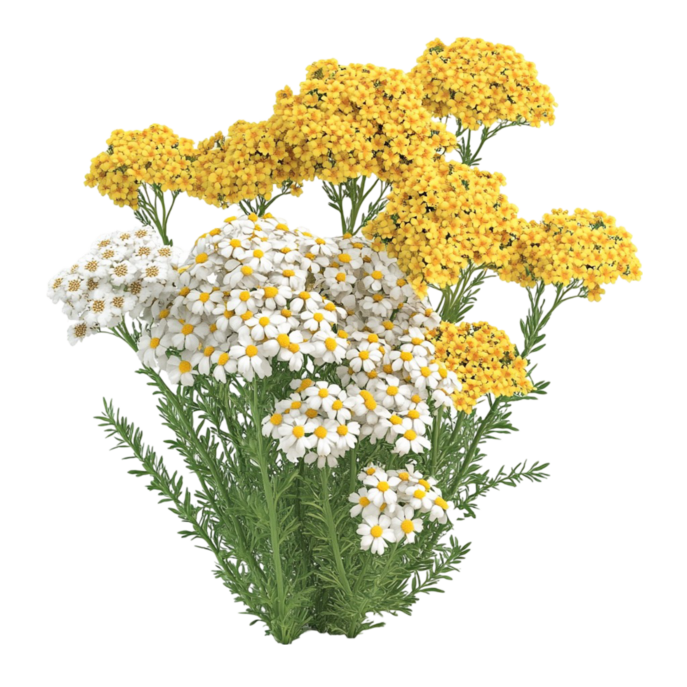 Yellow and White Chamomile Flowers Bouquet on Transparent Background. png