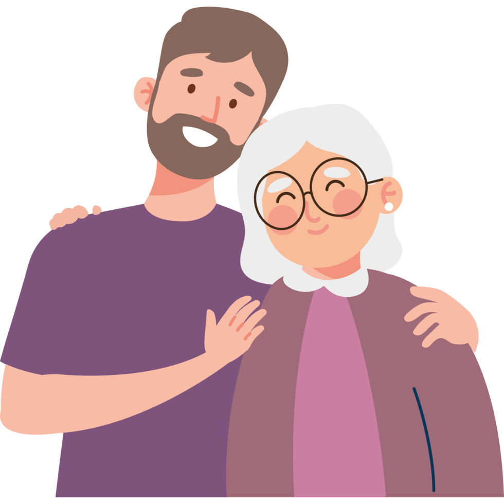 old mother and son png