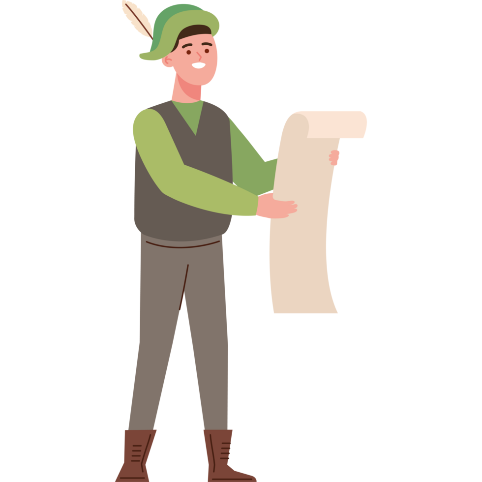 poet man with paper png