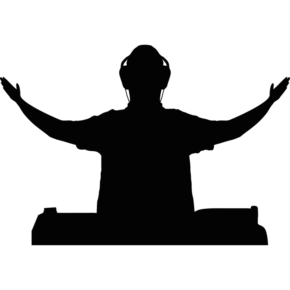 dj silhouette and turntable png