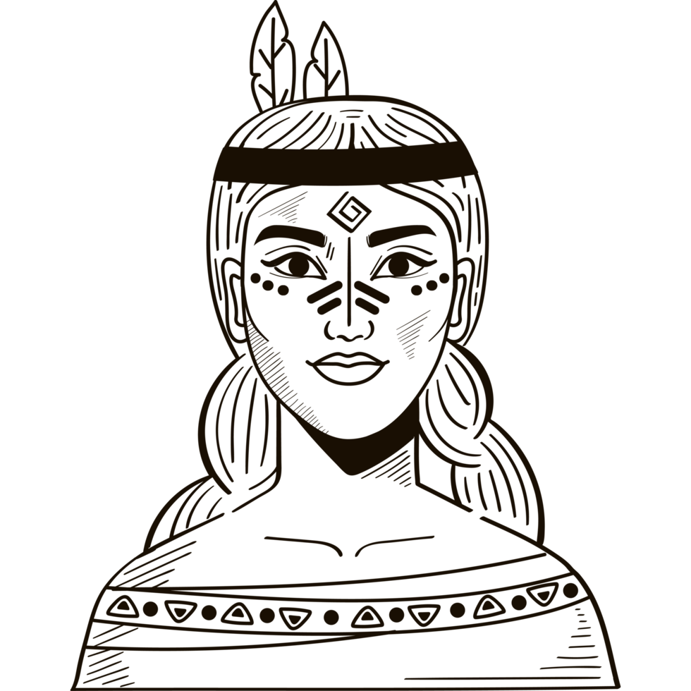 native american girl illustration png