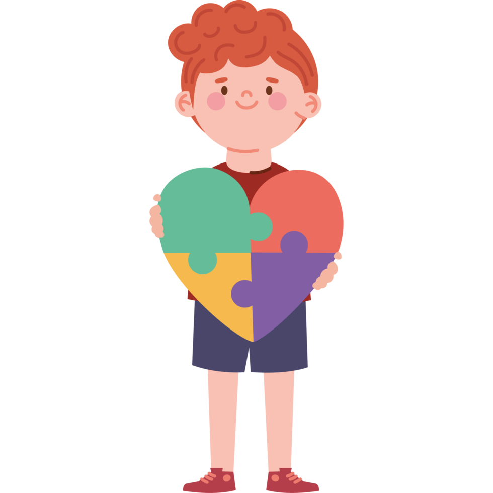 autism boy with heart png