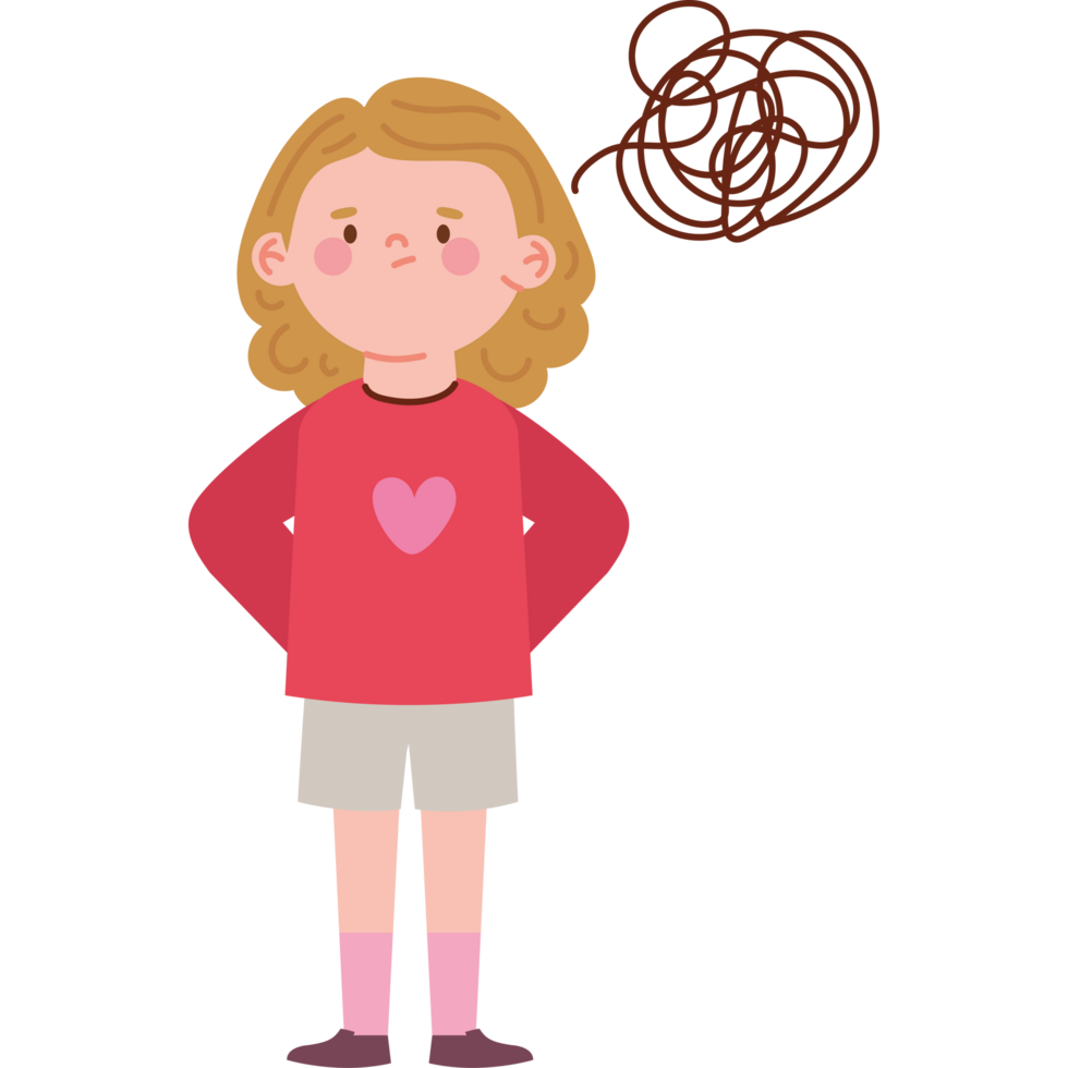 autism girl thoughtful isolated png