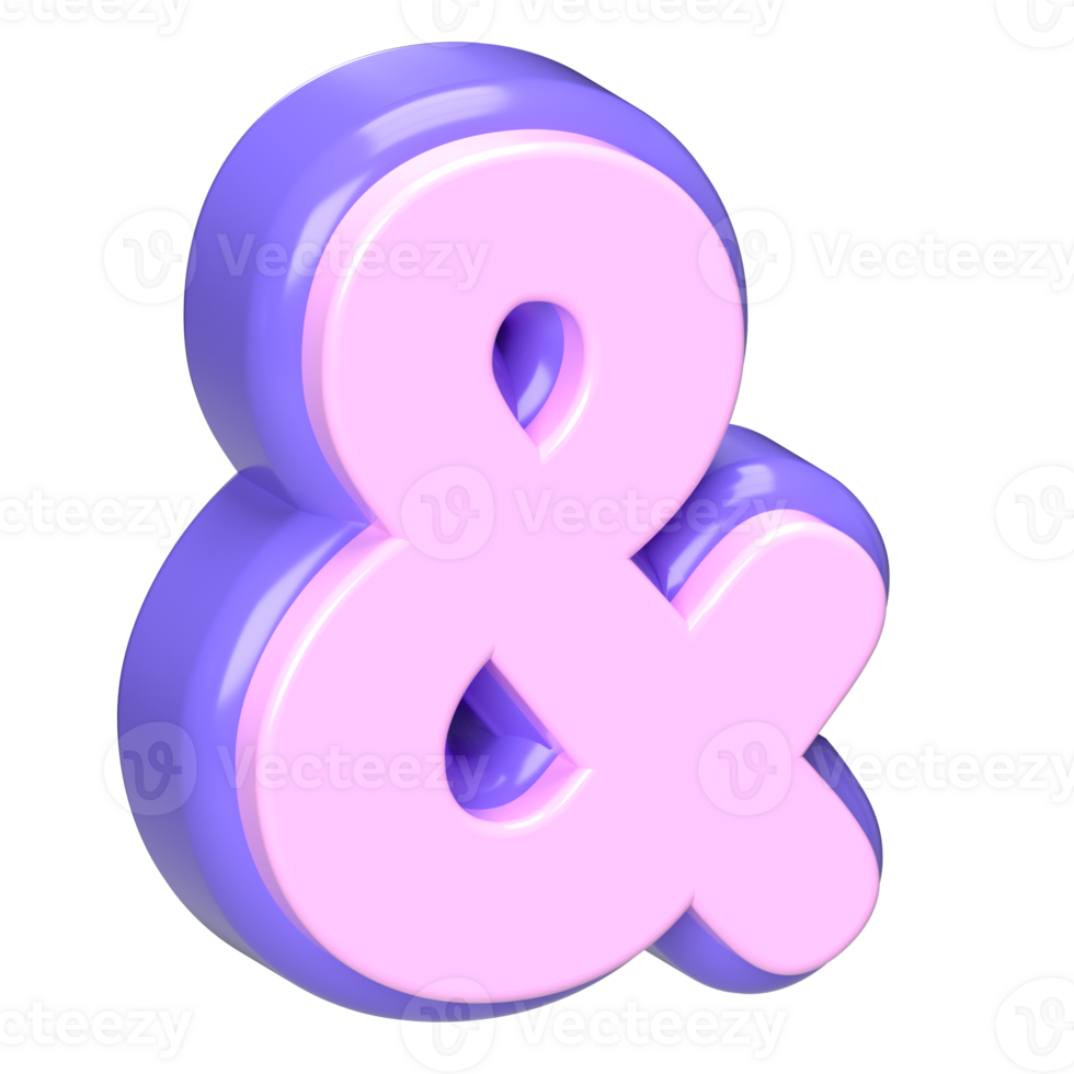 3D Ampersand Symbol in Pink png