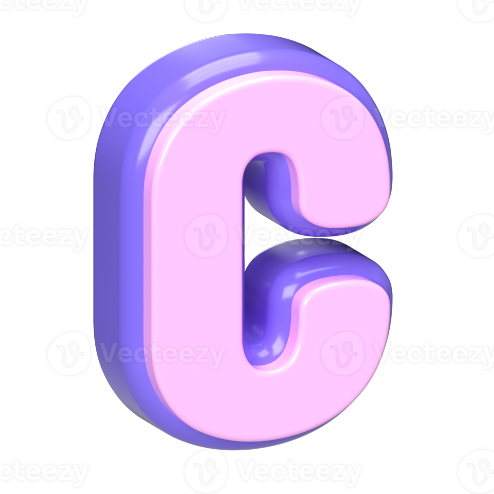 3D Rendered Cartoon Letter C png