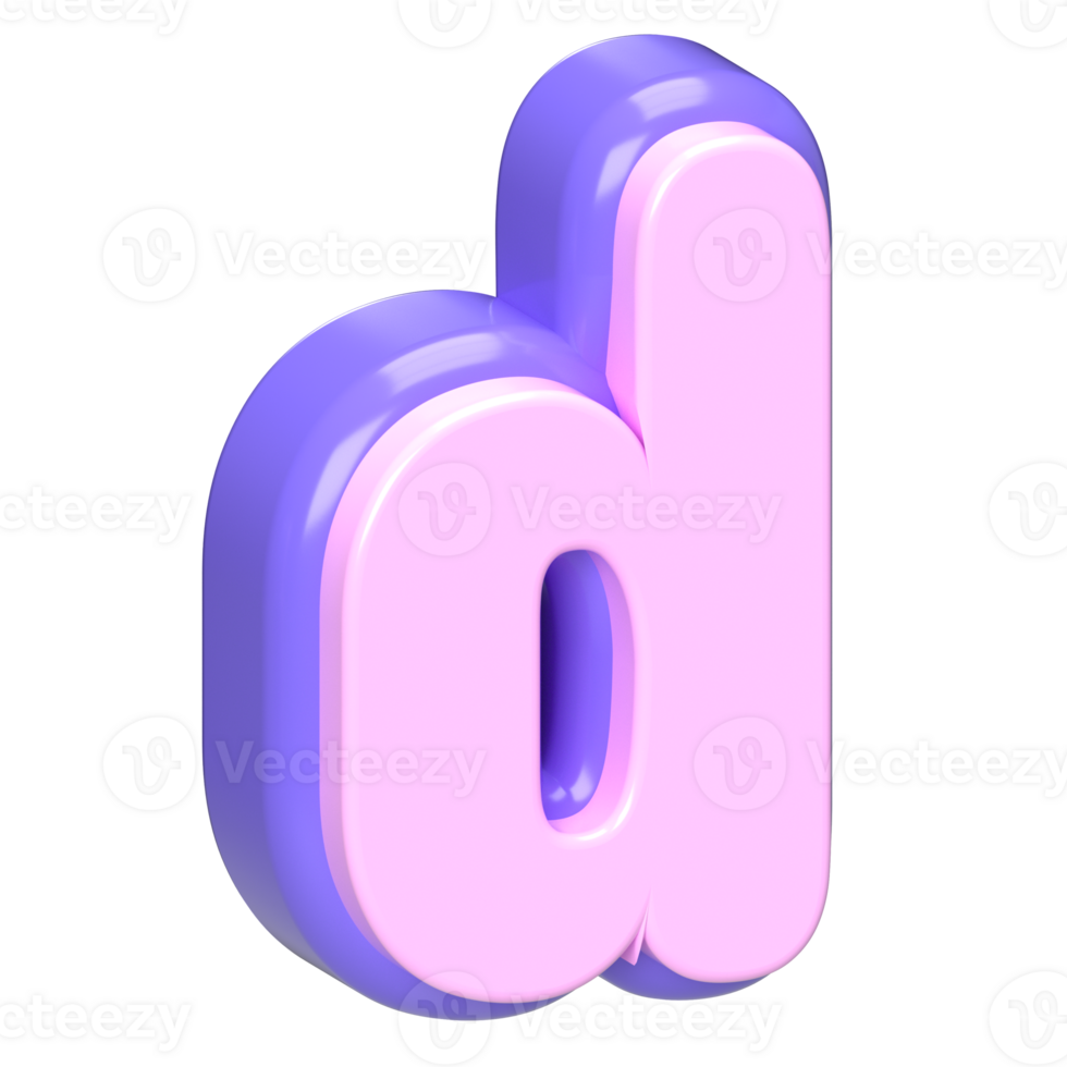 3D Render of the Letter D in png
