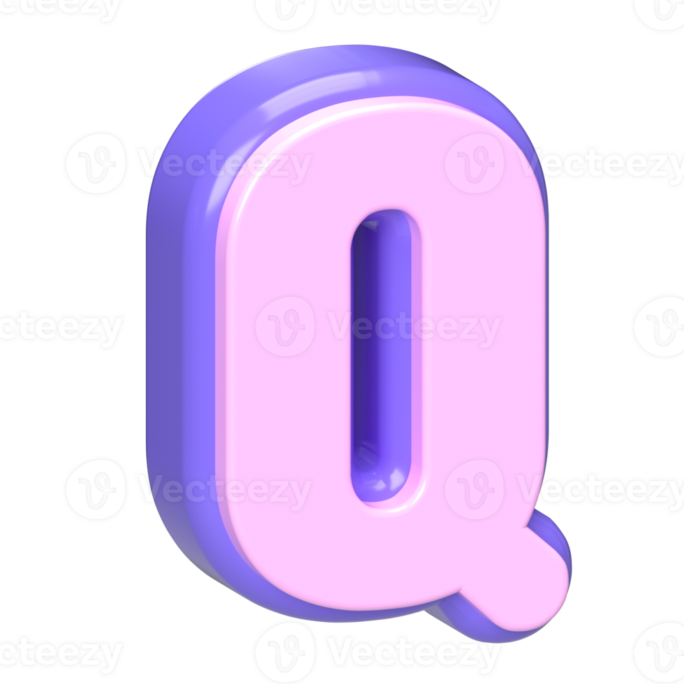 3D Pink and Purple Letter Q png