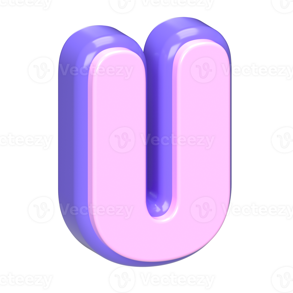 3D Purple and Pink Letter U png