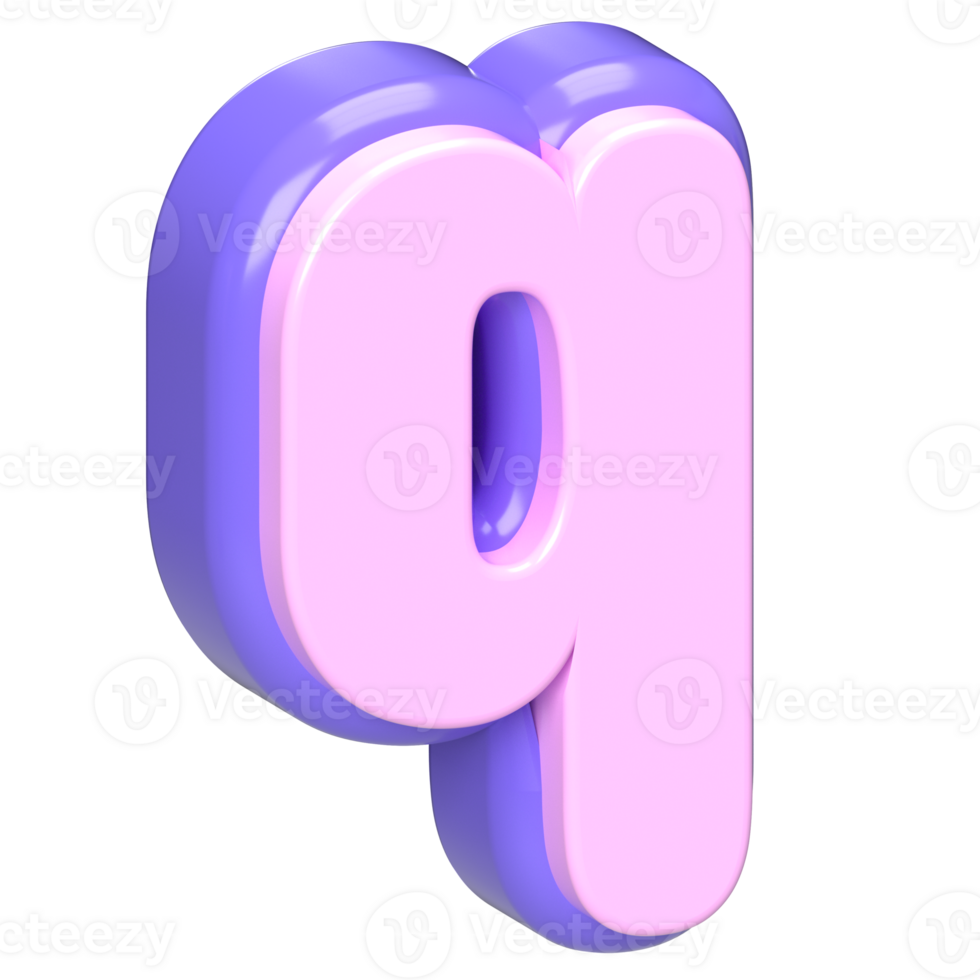3D Pink and Purple Letter Q png