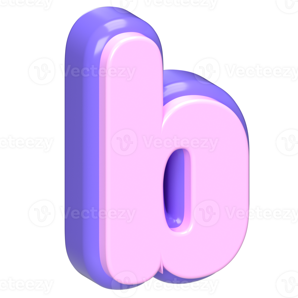 3D Pink and Purple Letter B png
