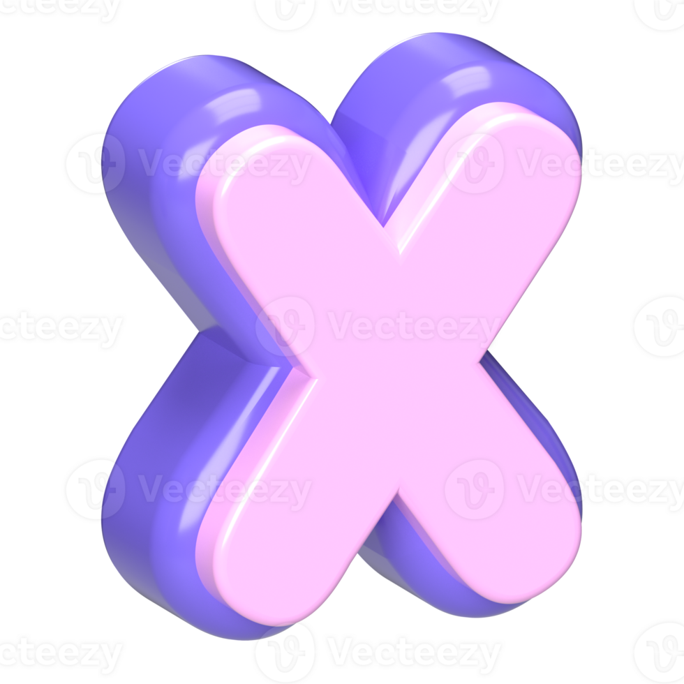 3D Render of the Letter X in png