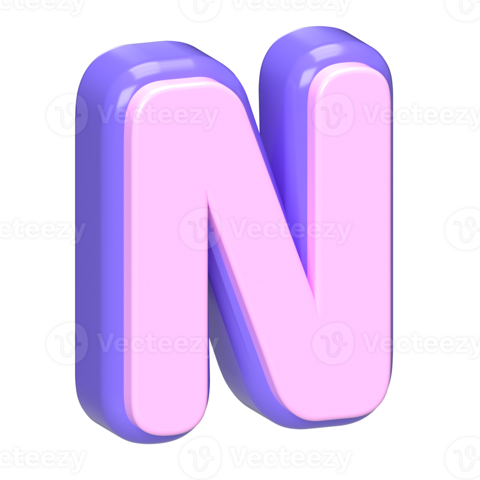 3D Render of the Letter N in png