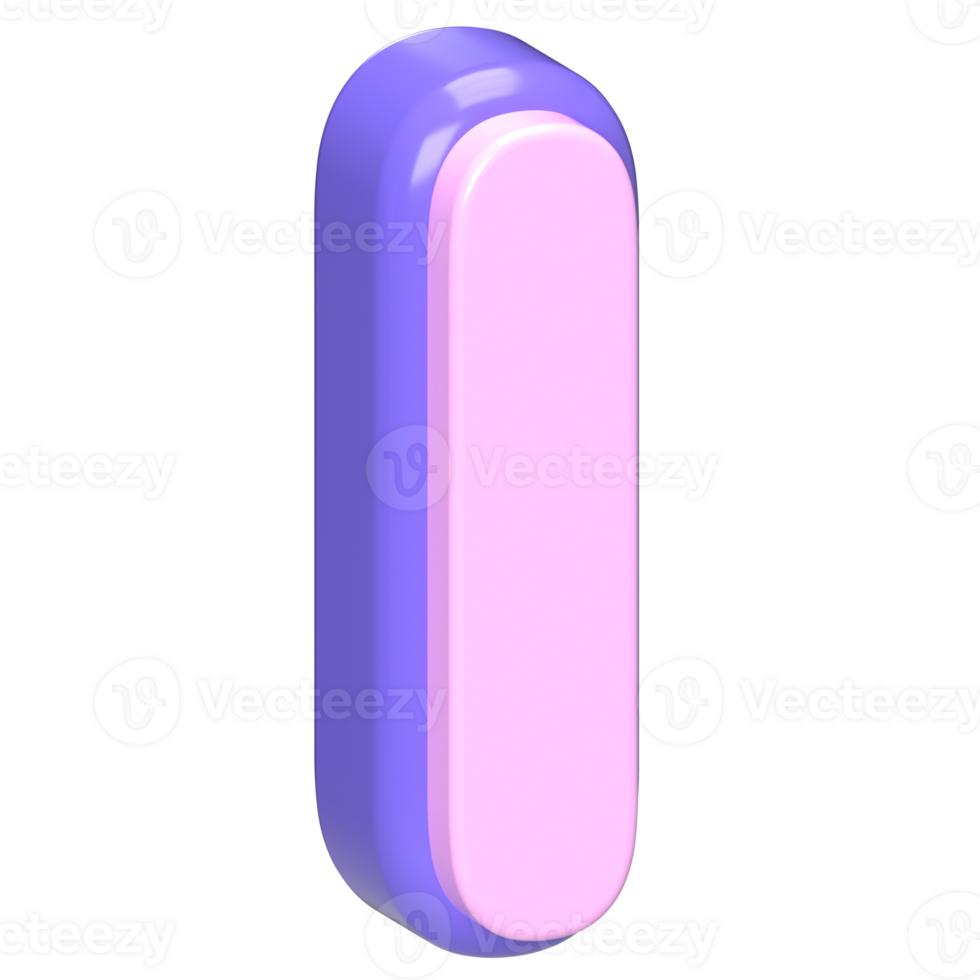 3D Render of the Letter I in png