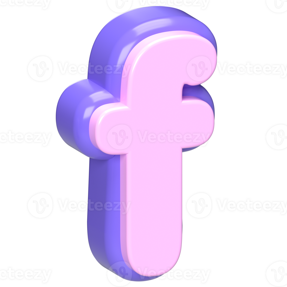 3D Cartoon Letter F - Pink png