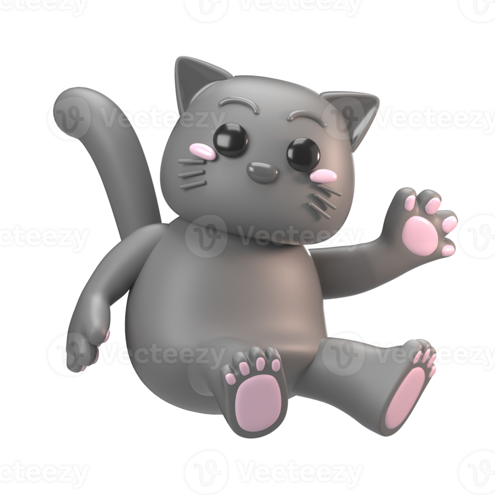 Cute Cartoon 3D Cat Character png