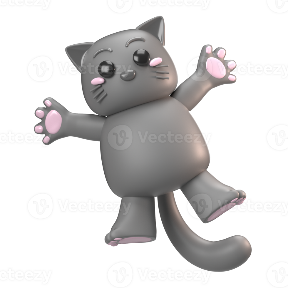 Cute 3D Cartoon Cat Character png