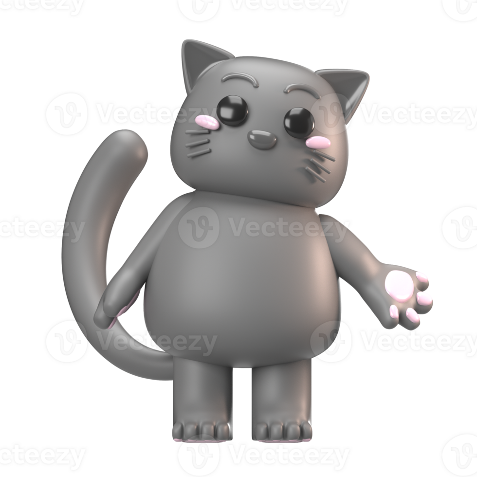Cute 3D Cartoon Cat Character png