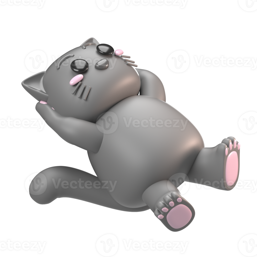 Cute 3D Cartoon Cat Relaxing png