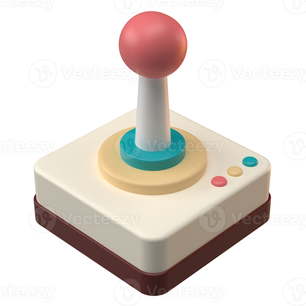 3D Rendering of Retro Game Joystick Icon for Website, Application, and Banner. Retro Game Joystick 3D Illustration png