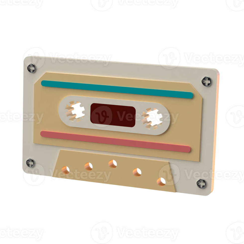 3d interpretazione di retrò nastro cassetta icona per sito web, applicazione, e striscione. retrò nastro cassetta 3d illustrazione. png