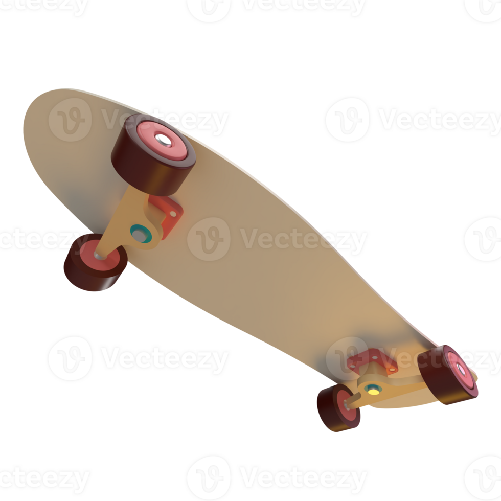 3D Rendering of Retro Skateboard Icon for Website, Application, and Banner. Retro Skateboard 3D Illustration. png