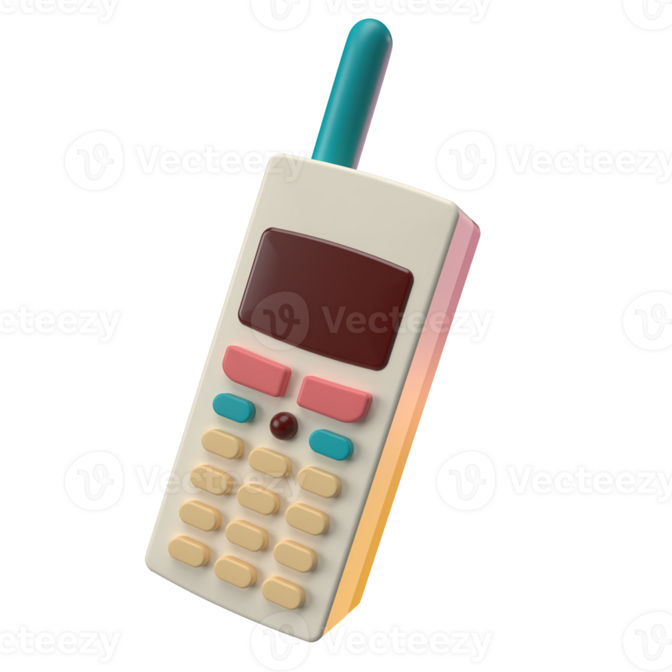 3D Rendering of Retro Handphone, Mobile Phone Icon for Website, Application, and Banner. Retro Handphone 3D Illustration. png